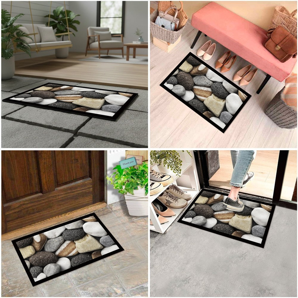 Zerbino Ingresso 40X70 cm Gomma Sostenibile Antiscivolo Pietre Mosaico Maioliche DIS_E