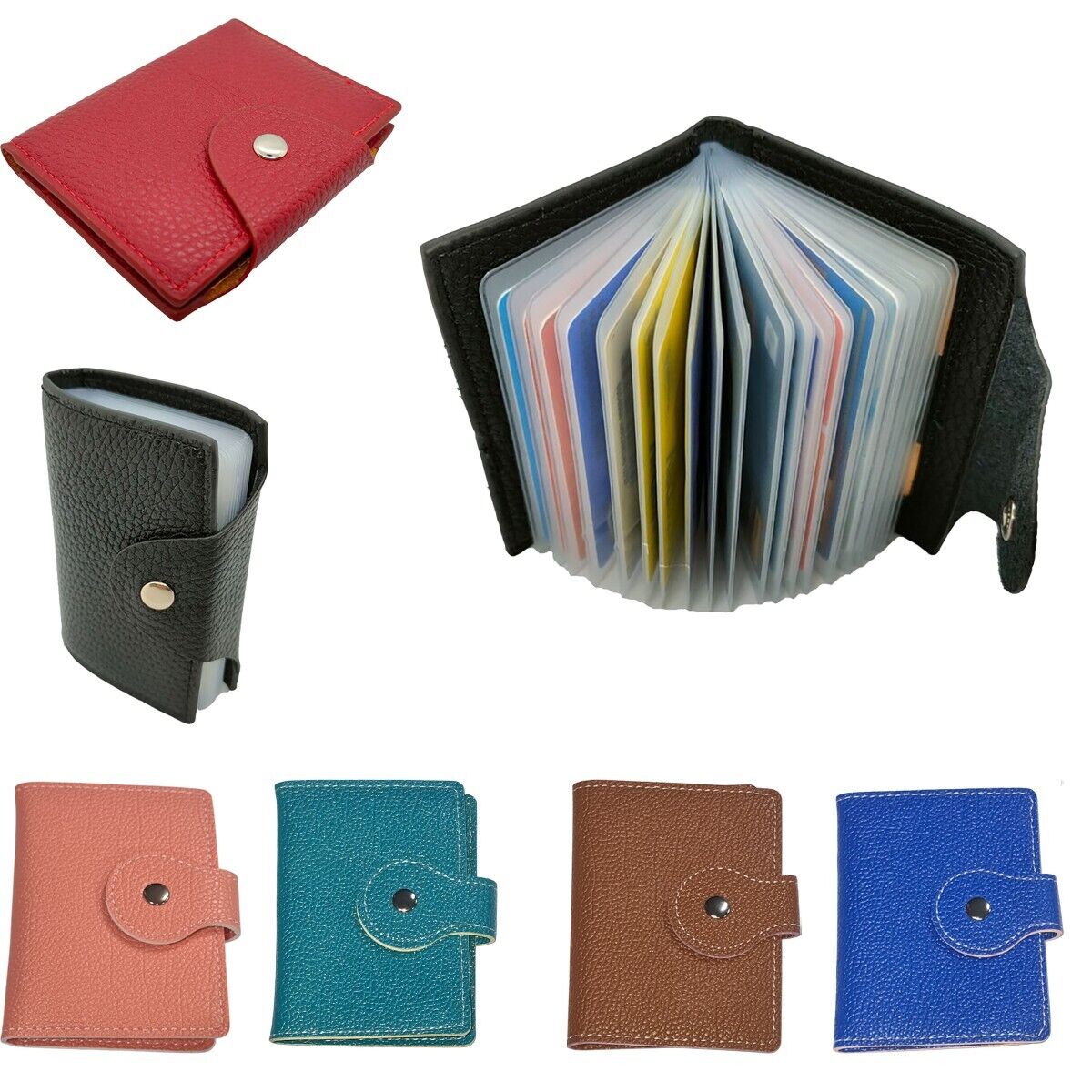 PORTAFOGLIO PORTA CARTE CREDITO SIMIL PELLE MORBIDA 20 TASCHE SLIM DOCUMENTI