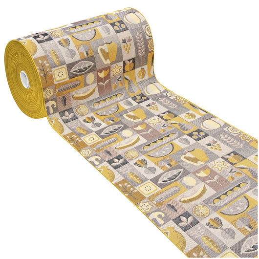 Tappeto Cucina Assorbente Bordato Antiscivolo Frutta e Verdura Passatoia Lavabile 52x110 Cm Giallo