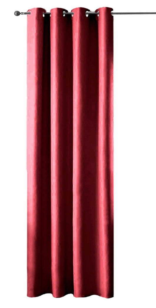 Tenda Porta Finestra 140x280 Cm Raso Sintetico 1 Pannello Coprente Occhielli Acciaio Bordeaux