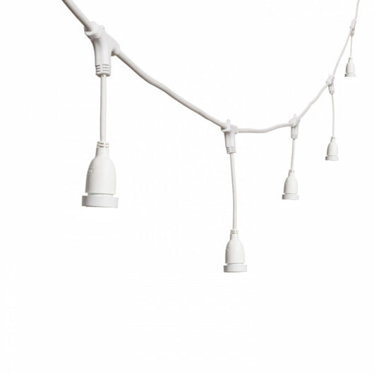 CATENARIA LUCI 10MT 20 PORTALAMPADE E27 BIANCA ALLUNGABILE IP44 INTERNO ESTERNO