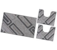 Tappeto Bagno Moderno Parure Set 3 Pezzi Soffice Shaggy Assorbente Antiscivolo Lavabile Grigio