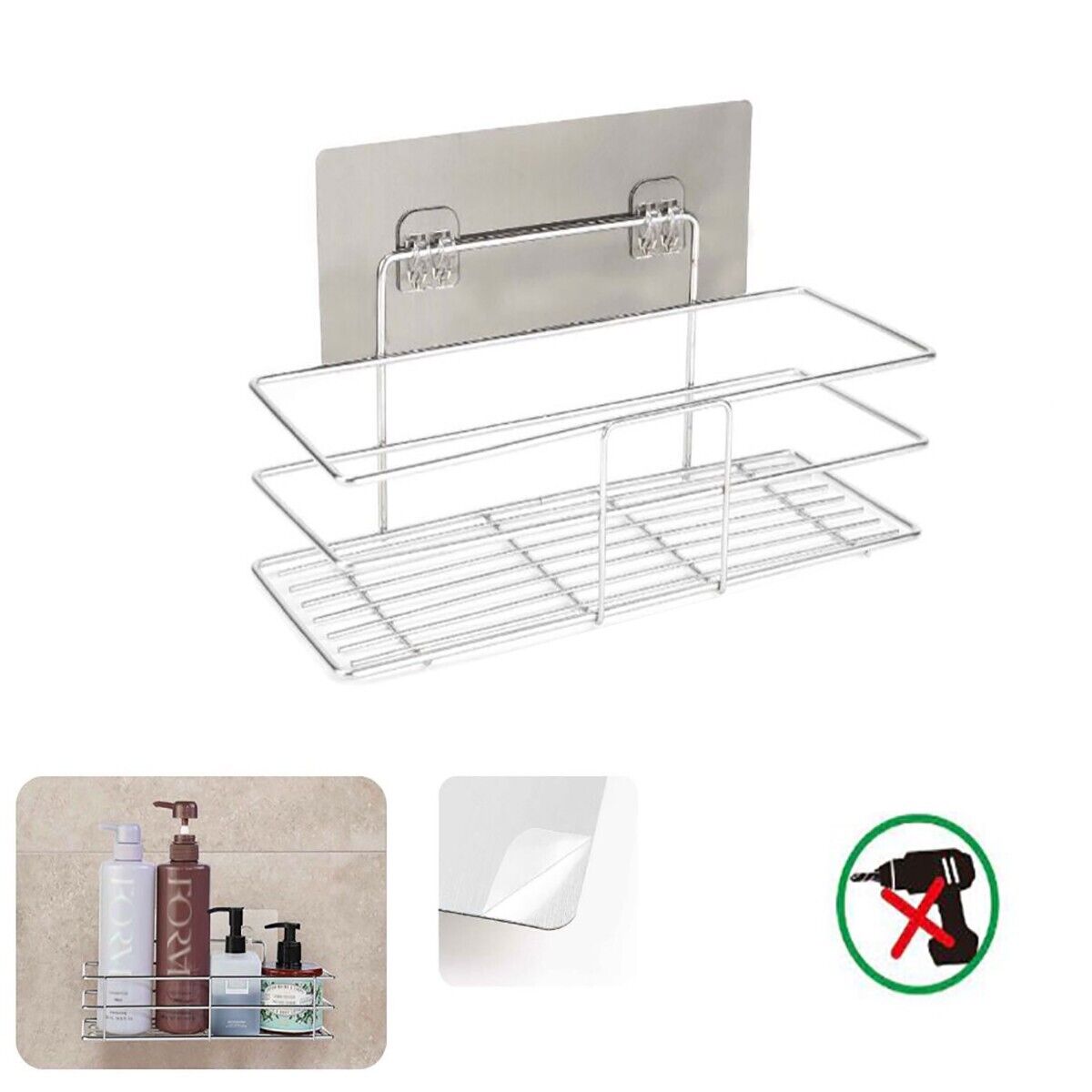 MENSOLA DA PARETE ADESIVA SCAFFALE ORGANIZER PORTAOGGETTI BAGNO CUCINA 03481