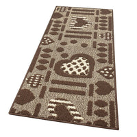 Tappeto Cucina Antiscivolo Cuori 3D Lavabile Moderno Assorbente Marrone 57x270 cm