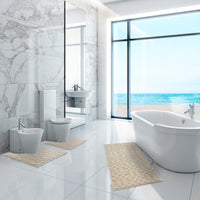 Tappeto Bagno 3D Morbido Assorbente Antiscivolo Lavabile Scendiletto Camera Set 3 Pezzi Beige