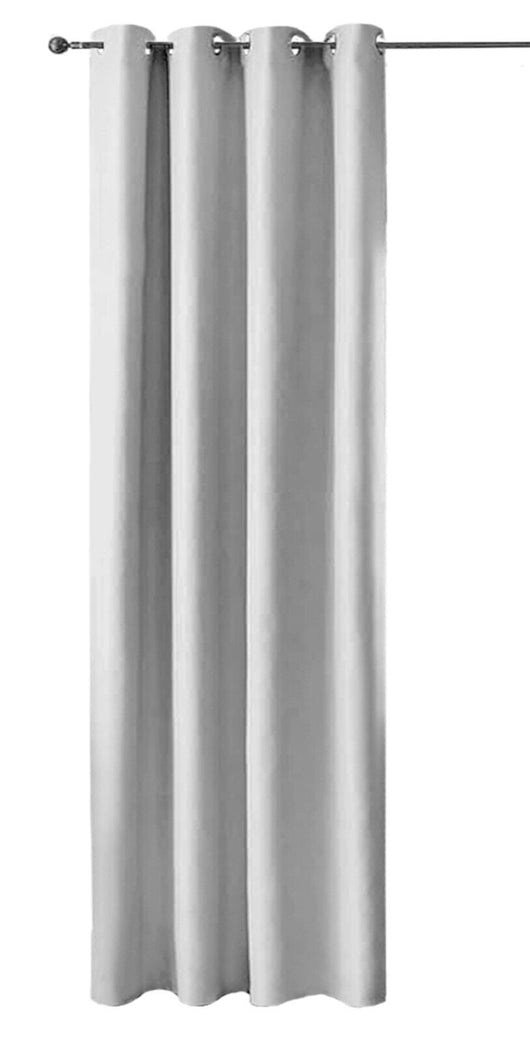 Tenda Porta Finestra 140x280 Cm Raso Sintetico 1 Pannello Coprente Occhielli Acciaio Grigio