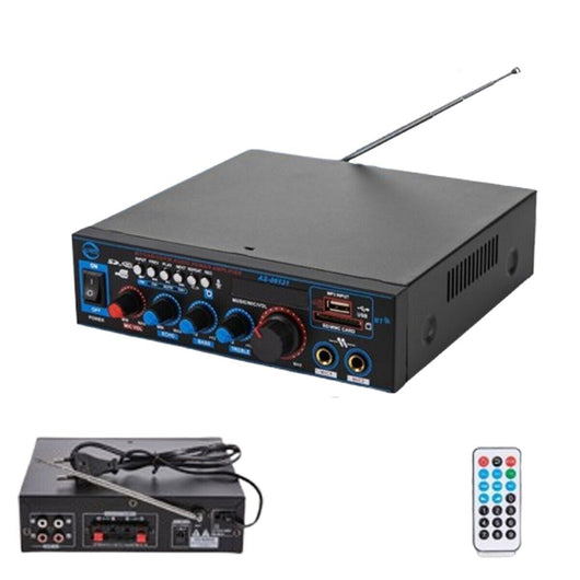 AMPLIFICATORE AUDIO STEREO 2 CANALI MICROFONO FM USB BLUETOOTH KARAOKE AS-06131