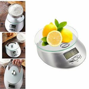 BILANCIA DIGITALE DA CUCINA DISPLAY LCD PIATTO IN VETRO FUNZIONE TARA 5KG B03