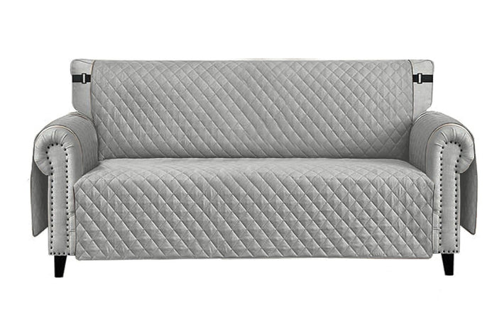 Copridivano Impermeabile Tasche Laterali Proteggi Divano Antimacchia Antiscivolo 2 Posti Grigio