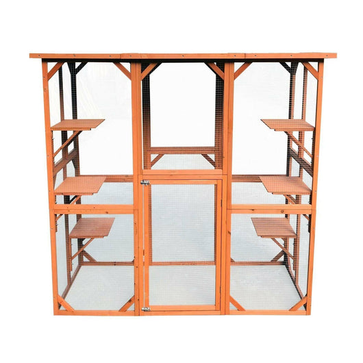 Recinto da esterno per gatti in legno resistente 180x88x169cm 6 zone riposo 16_0001712