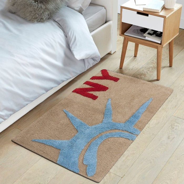 Tappeto Bagno Città Puro Cotone Assorbente 55x90 Cm Camera Scendiletto Morbido New York