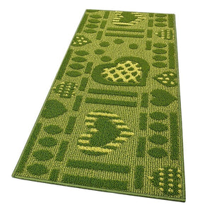 Tappeto Cucina Antiscivolo Cuori 3D Lavabile Moderno Assorbente Verde 57x270 cm