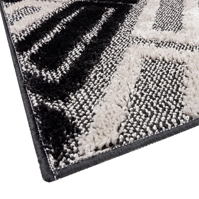 Tappeto Bagno Moderno Parure Set 3 Pezzi Soffice Shaggy Assorbente Antiscivolo Lavabile Nero