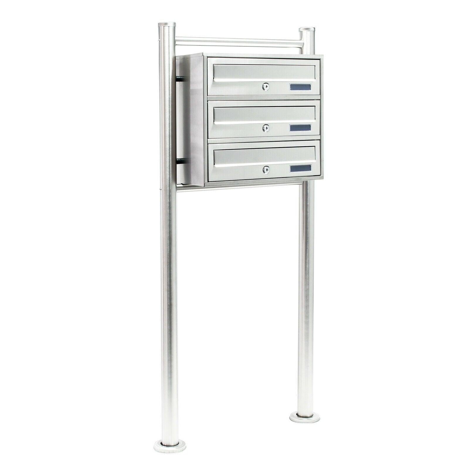 Blocco 3 cassette postali su piedino 3 scomparti sovrapposti acciaio inox 16_0000029