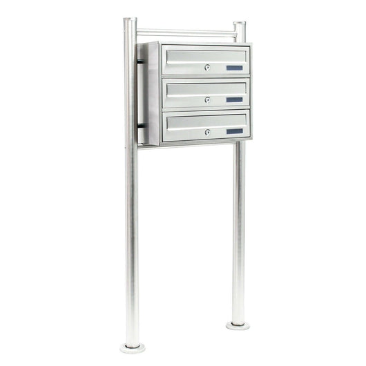 Blocco 3 cassette postali su piedino 3 scomparti sovrapposti acciaio inox 16_0000029