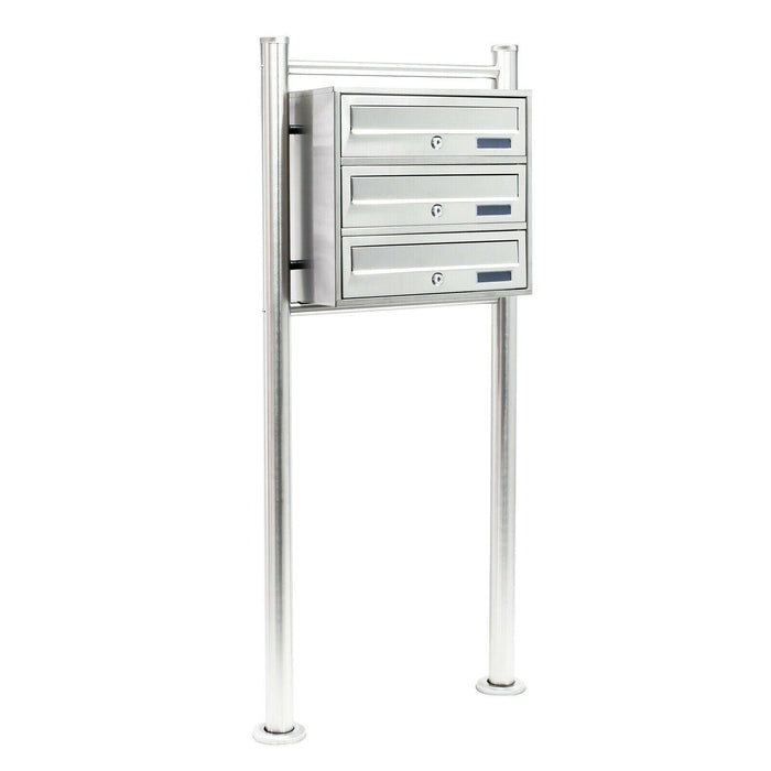 Blocco 3 cassette postali su piedino 3 scomparti sovrapposti acciaio inox 16_0000029