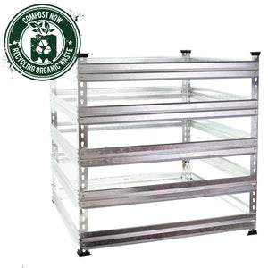 Compostiera da giardino in metallo 120 x 120 x 90 cm Contenitore per compost da 1300 litri per raccolta differenziata 16_0002285