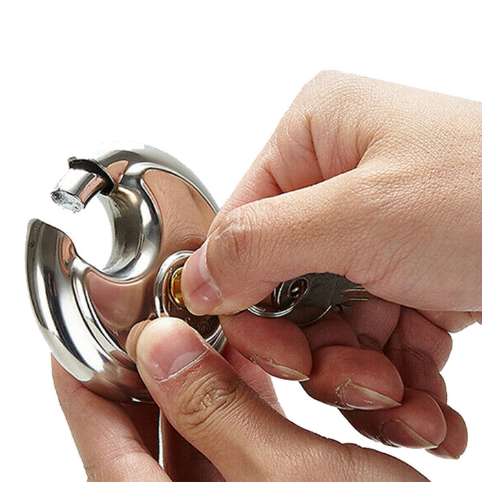 LUCCHETTO ROTONDO ANTISCASSO CATENACCIO 80MM CORAZZATO BLINDATO 2 CHIAVI BICI