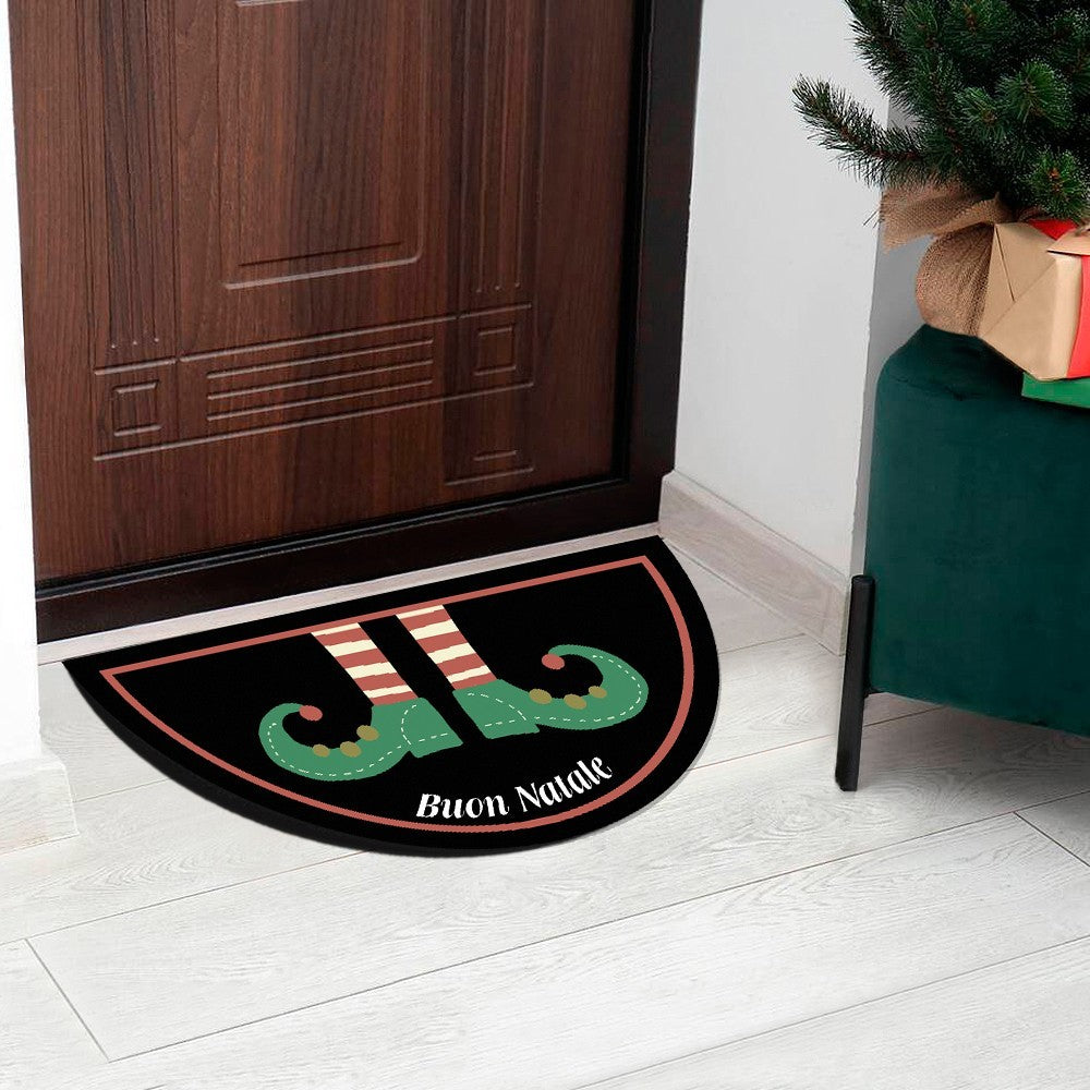 Zerbino Natalizio Gomma Sostenibile Semiluna 40x70 Cm Asciugapassi Natale Ingresso Antiscivolo Dis.C