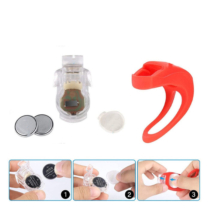 KIT 2 LUCI A LED POSIZIONE BICI SILICONE ANTERIORE POSTERIORE BICICLETTA LIGHT