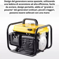 Generatore di Corrente Portatile, Potenza del Motore 1.5 KW, 2 Tempi Silenziato