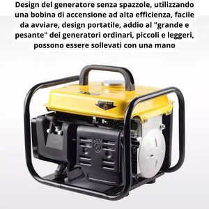 Generatore di Corrente Portatile, Potenza del Motore 1.5 KW, 2 Tempi Silenziato