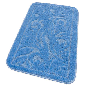 Tappeto Bagno Damascato Scendiletto Camera 50x80 Cm Morbido Assorbente Antiscivolo Azzurro
