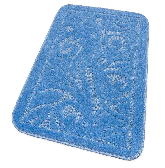 Tappeto Bagno Damascato Scendiletto Camera 50x80 Cm Morbido Assorbente Antiscivolo Azzurro