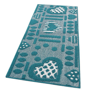 Tappeto Cucina Antiscivolo Cuori 3D Lavabile Moderno Assorbente Blu 57x170 cm