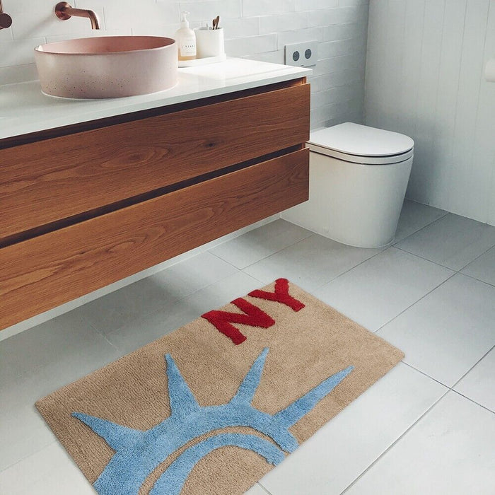 Tappeto Bagno Città Puro Cotone Assorbente 55x90 Cm Camera Scendiletto Morbido New York