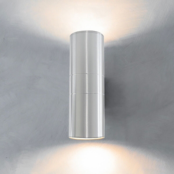 APPLIQUE DA PARETE LED LAMPADA ESTERNO DESIGN MODERNO ALLUMINIO ARGENTO SILVER