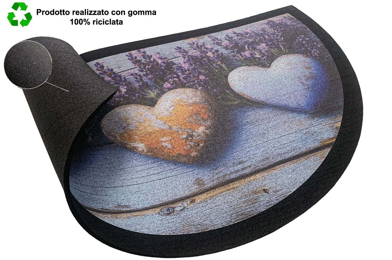 Zerbino Gomma Sostenibile 40X70 Antiscivolo Ingresso Interno Esterno Moderno Semiluna Dis.MH