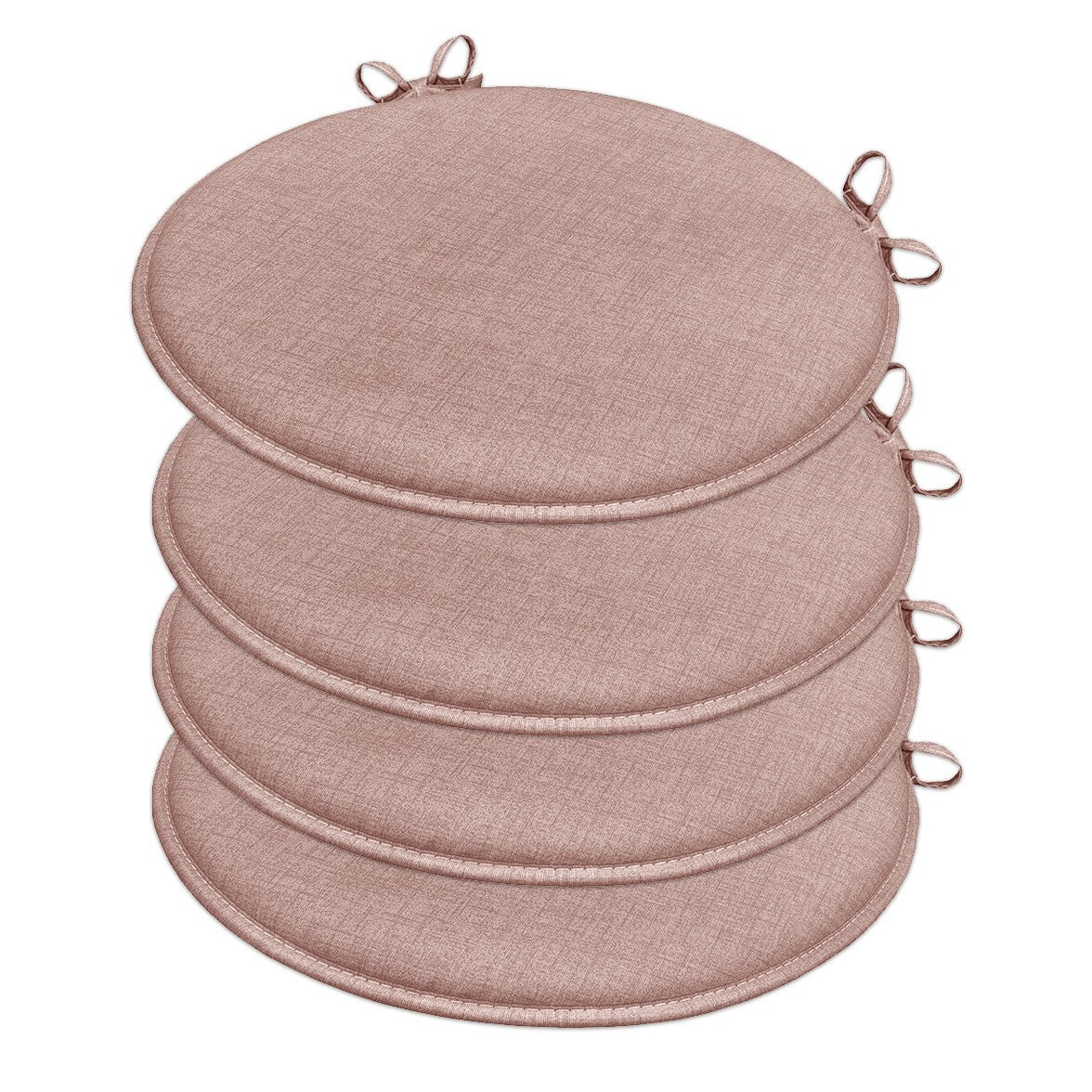 Set 4 Cuscini Sedia Rosso Rotondi Cotone Lavabili Morbidi Coprisedia Tondo Tinta Unita Pastello