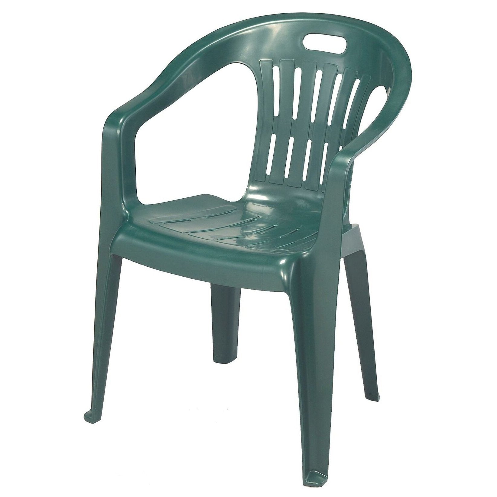 Sedia da giardino set 6 sedie in plastica con braccioli e impilabili colore verde Tomaino