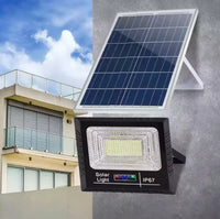 FARO LED con pannello SOLARE 200W luce FREDDA faretto per ESTERNO CASA GIARDINO