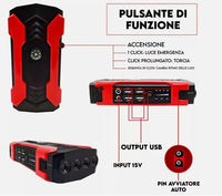 AVVIATORE AUTO CARICABATTERIE 15000 PORTATILE EMERGENZA TORCIA JUMP STARTER