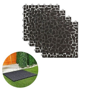 PIASTRELLA ESTERNI PAVIMENTO SET DA 4 PAVIMENTAZIONE GIARDINO 30X30CM NERO