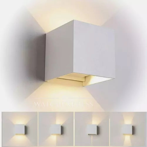 APPLIQUE CUBO 12W FARO FARETTO LAMPADA LED DA PARETE MURO DOPPIA LUCE IP65