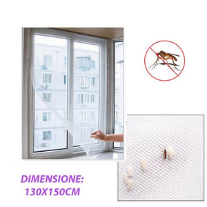 ZANZARIERA PER FINESTRA TENDA ADESIVA TELO ANTI ZANZARE INSETTI BIANCA 130x150CM