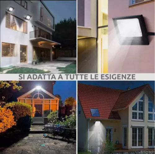Faro 800W Led Compatto Da Esterno Con Pannello Solare E Controllo Remoto