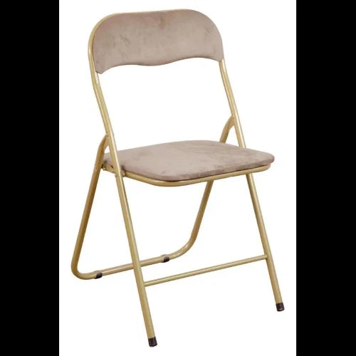 SEDIA PIEGHEVOLE CYNTHIA IN VELLUTO TORTORA E STRUTTURA ORO