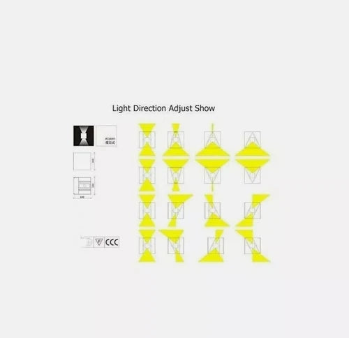 APPLIQUE CUBO 12W FARO FARETTO LAMPADA LED DA PARETE MURO DOPPIA LUCE IP65