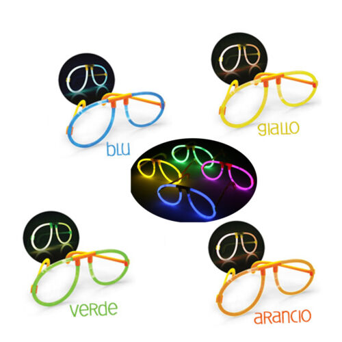 KIT 6 PEZZI OCCHIALI LUMINOSI STARLIGHT PARTY FLUO CONCERTI FESTE FLUORESCENTE