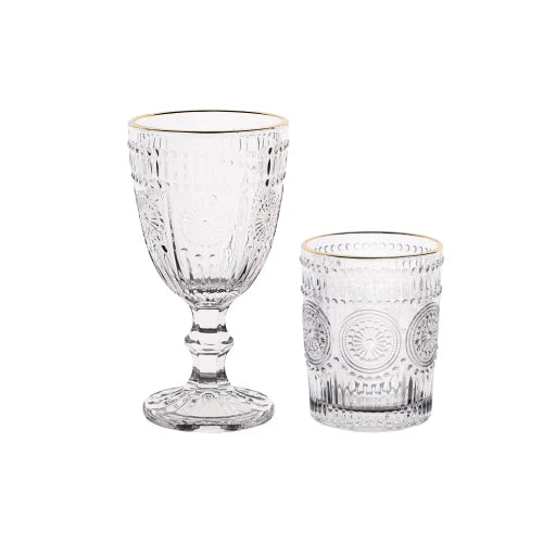 set 12 pezzi grace filo oro , 6 calici + 6 bicchieri