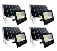 4 X FARO LED 100 Watt SMD Luce Bianca Con PANNELLO SOLARE E SENSORE telecomando