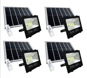 4 X FARO LED 100 Watt SMD Luce Bianca Con PANNELLO SOLARE E SENSORE telecomando