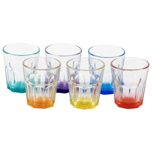 Set 6 Bicchierini Rami 5,5 cl in Vetro con Fondo Colorato Assortito – Design Moderno