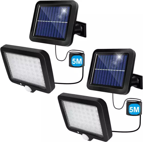 2 PEZZI FARI LED IMPERMEABILE FARETTO ESTERNO CON PANNELLO SOLARE 30W FARI LUCE