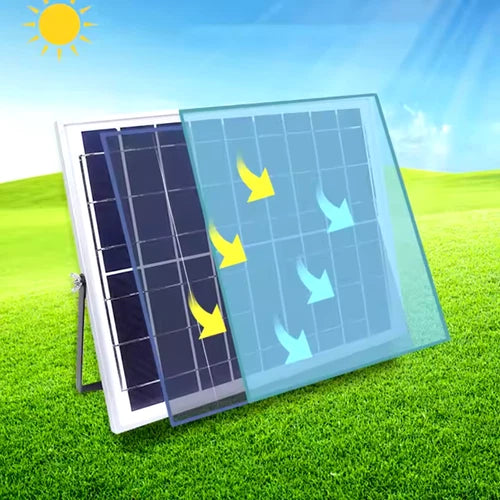 FARO LED con pannello SOLARE 200W luce FREDDA faretto per ESTERNO CASA GIARDINO