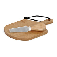 Set 2 Pezzi Malga – 1 Coltello Formaggio con Tagliere in Bamboo 13x20 cm